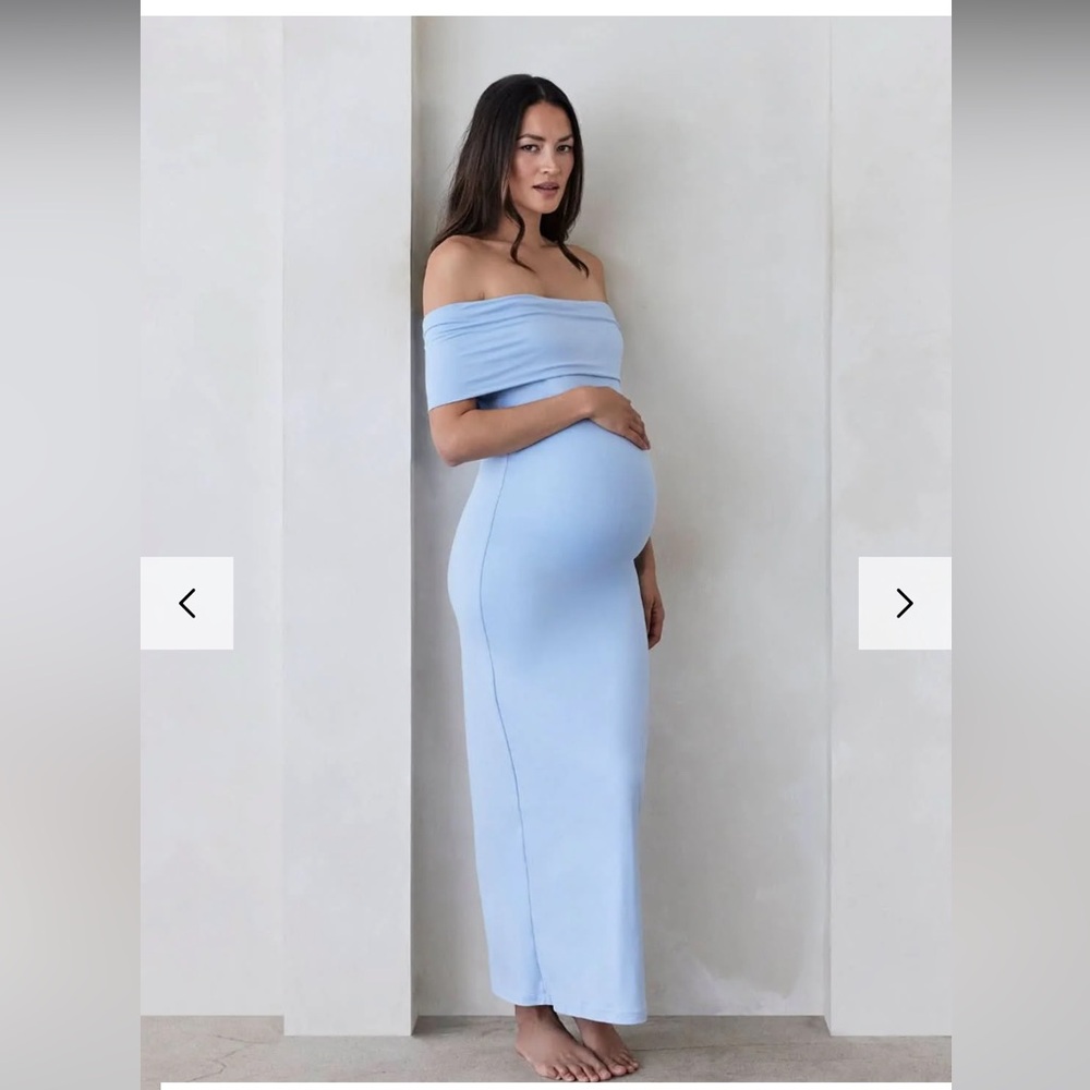 Hatch Light Blue Off-Shoulder Bianca Maternity Dress Sz XS